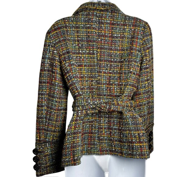 Zara Women’s Multicolor Tweed Belted Jacket Size Medium Made in Spain - Picture 3 of 10